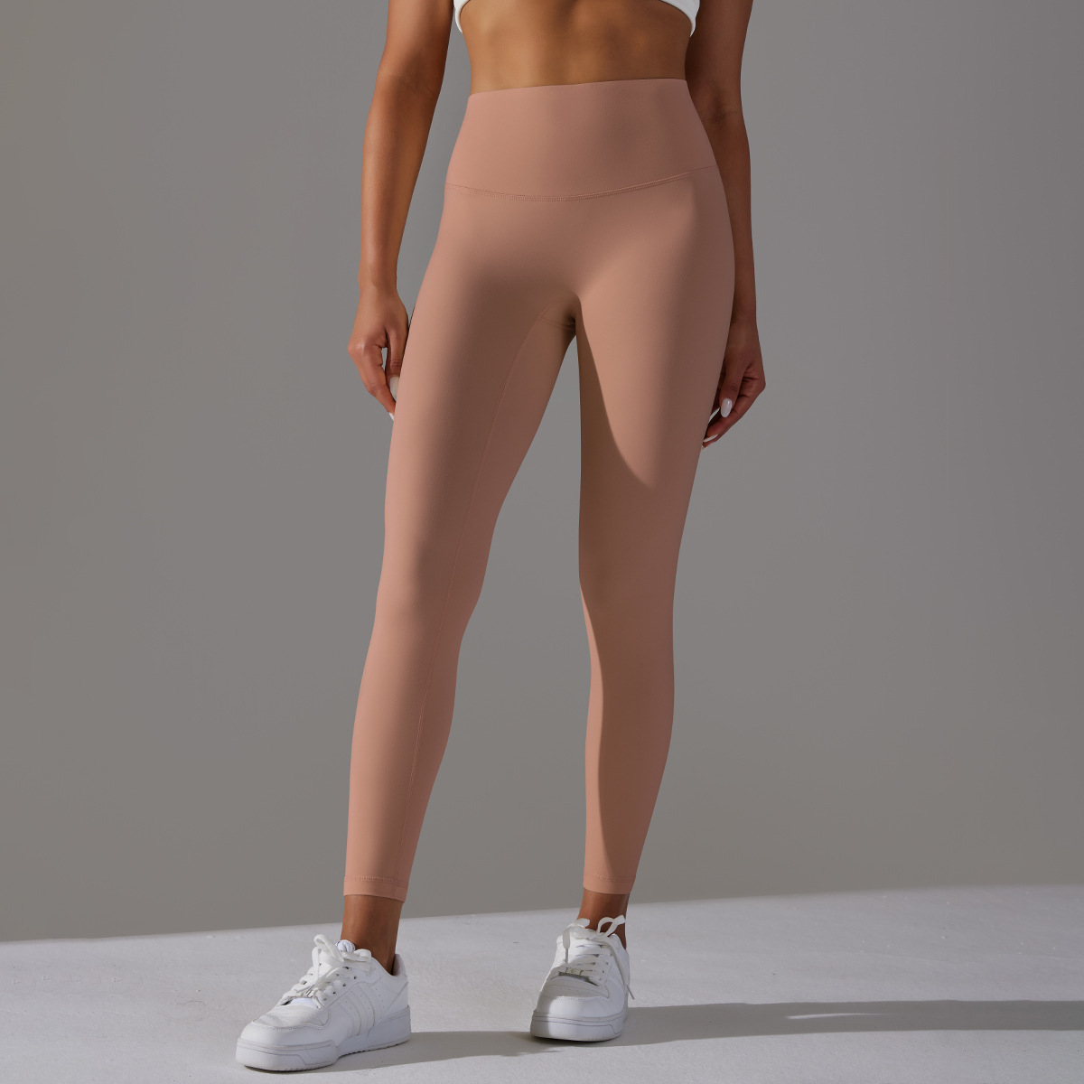 Women High Waist Crotch Seamless Double Sided Brushed Nude Soft Yoga Leggings 36 Colors, Nylon Lycra Tummy Control 9/10 Length Slim Running Fitness Pants, YFYS6618