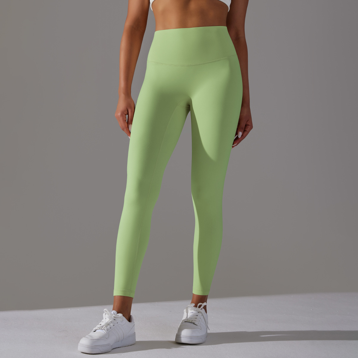 Women High Waist Crotch Seamless Double Sided Brushed Nude Soft Yoga Leggings 36 Colors, Nylon Lycra Tummy Control 9/10 Length Slim Running Fitness Pants, YFYS6618