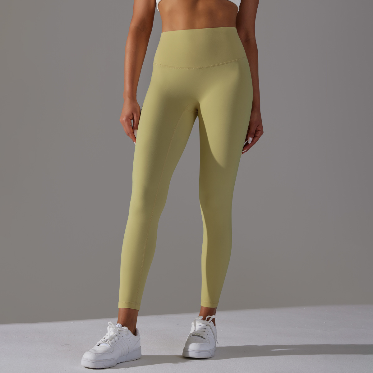 Women High Waist Crotch Seamless Double Sided Brushed Nude Soft Yoga Leggings 36 Colors, Nylon Lycra Tummy Control 9/10 Length Slim Running Fitness Pants, YFYS6618
