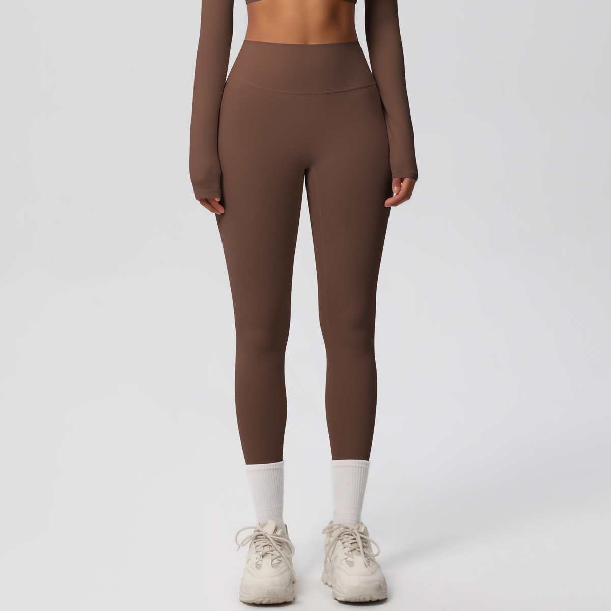 Women High Waist Double Sided Brushed Nude Soft 9/10 Length Yoga Leggings 15 Colors, 80% Nylon 20% Spandex Tummy Control Slim Running Fitness Pants, YFYS7100