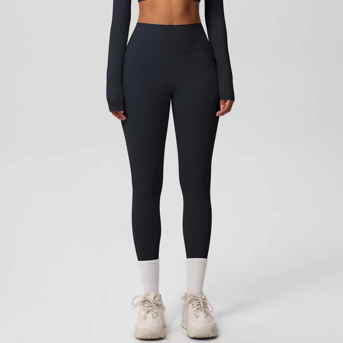 Women High Waist Double Sided Brushed Nude Soft 9/10 Length Yoga Leggings 15 Colors, 80% Nylon 20% Spandex Tummy Control Slim Running Fitness Pants, YFYS7100