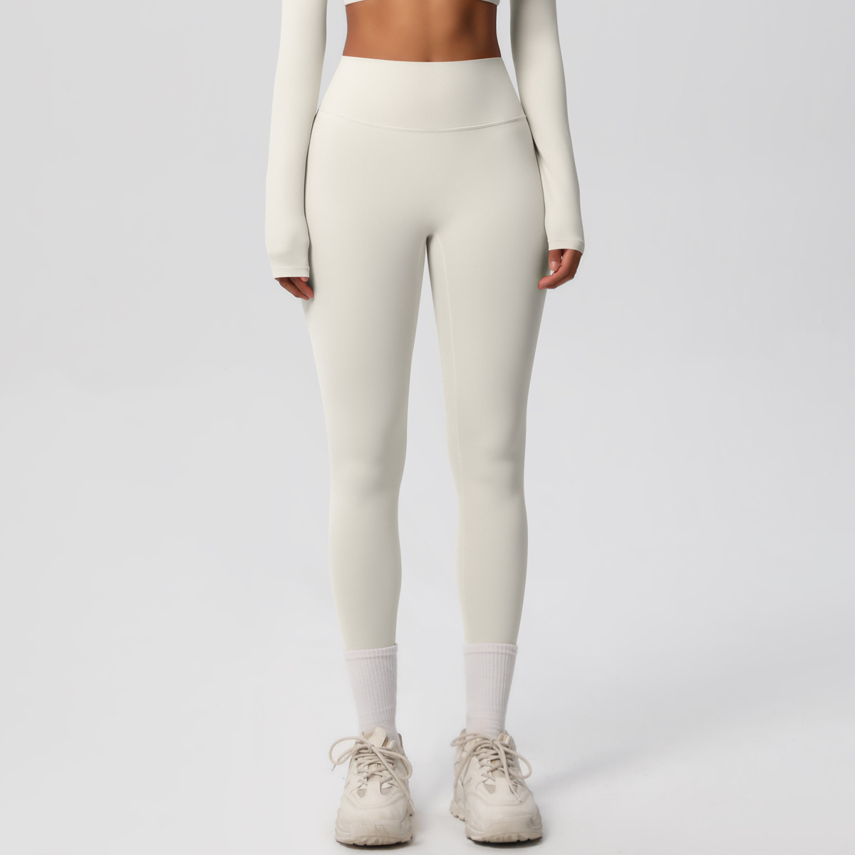 Women High Waist Double Sided Brushed Nude Soft 9/10 Length Yoga Leggings 15 Colors, 80% Nylon 20% Spandex Tummy Control Slim Running Fitness Pants, YFYS7100