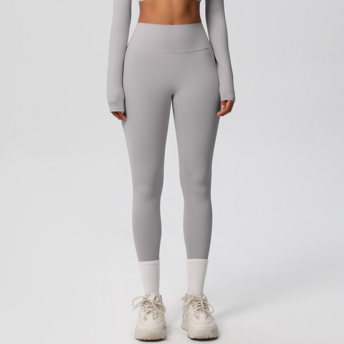 Women High Waist Double Sided Brushed Nude Soft 9/10 Length Yoga Leggings 15 Colors, 80% Nylon 20% Spandex Tummy Control Slim Running Fitness Pants, YFYS7100