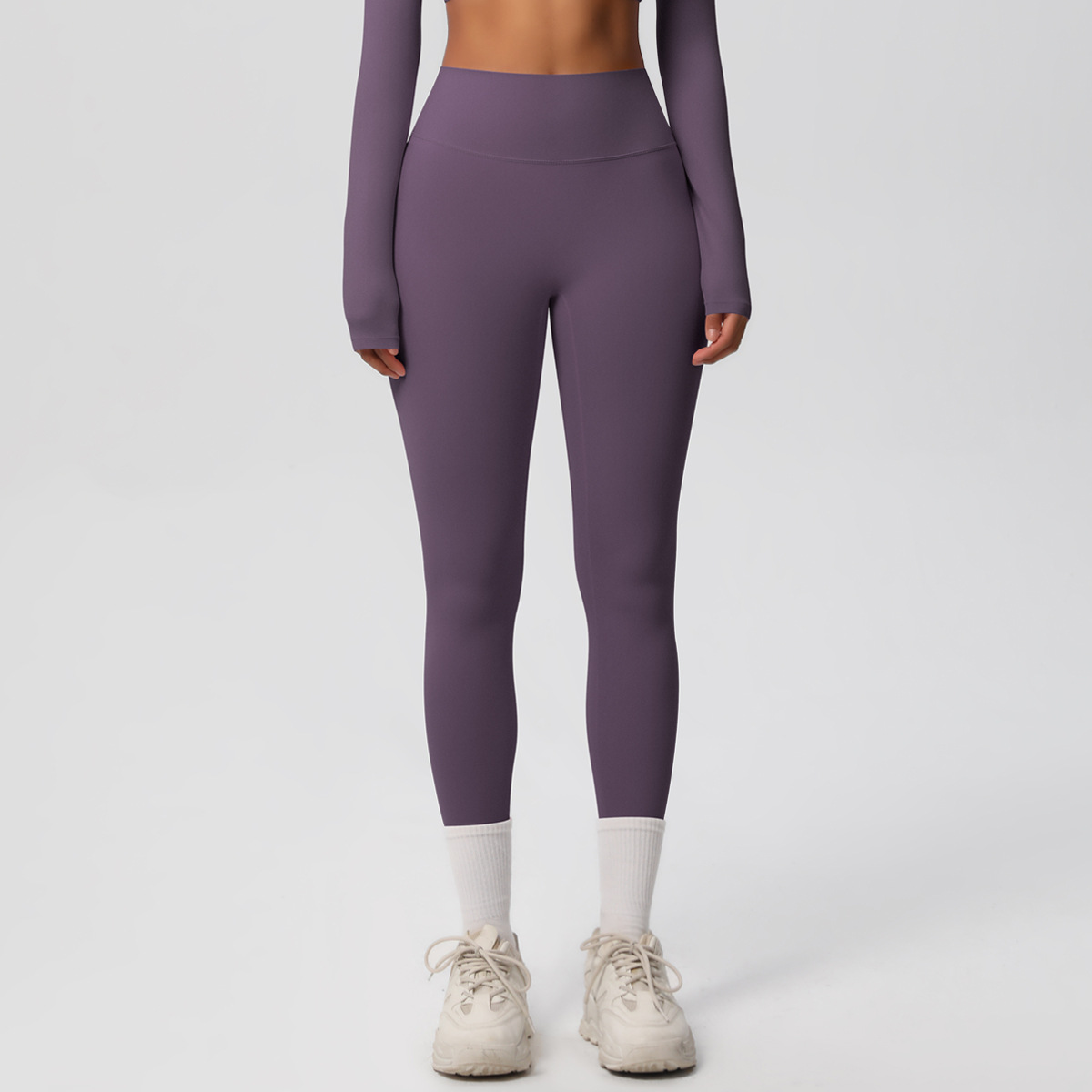 Women High Waist Double Sided Brushed Nude Soft 9/10 Length Yoga Leggings 15 Colors, 80% Nylon 20% Spandex Tummy Control Slim Running Fitness Pants, YFYS7100