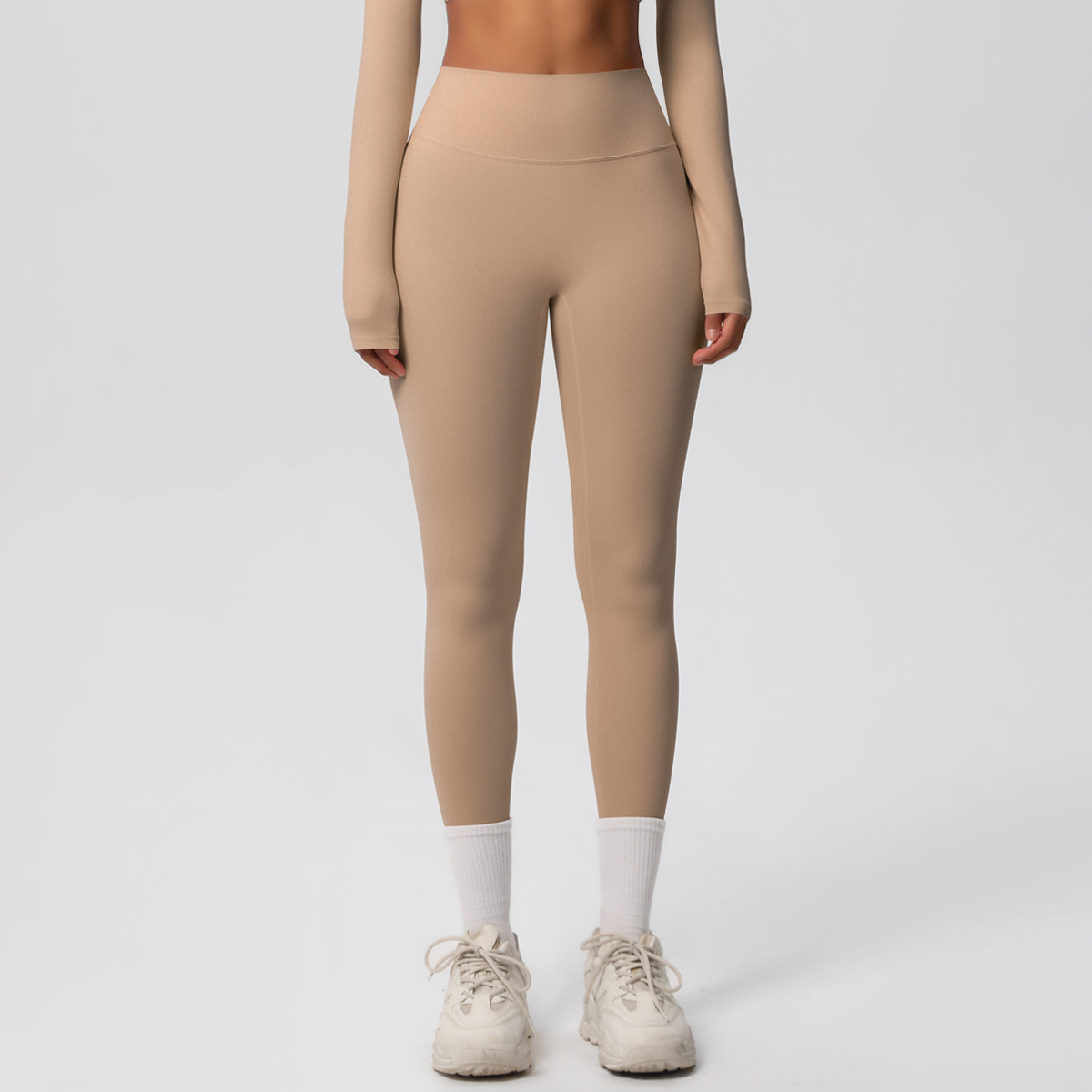 Women High Waist Double Sided Brushed Nude Soft 9/10 Length Yoga Leggings 15 Colors, 80% Nylon 20% Spandex Tummy Control Slim Running Fitness Pants, YFYS7100