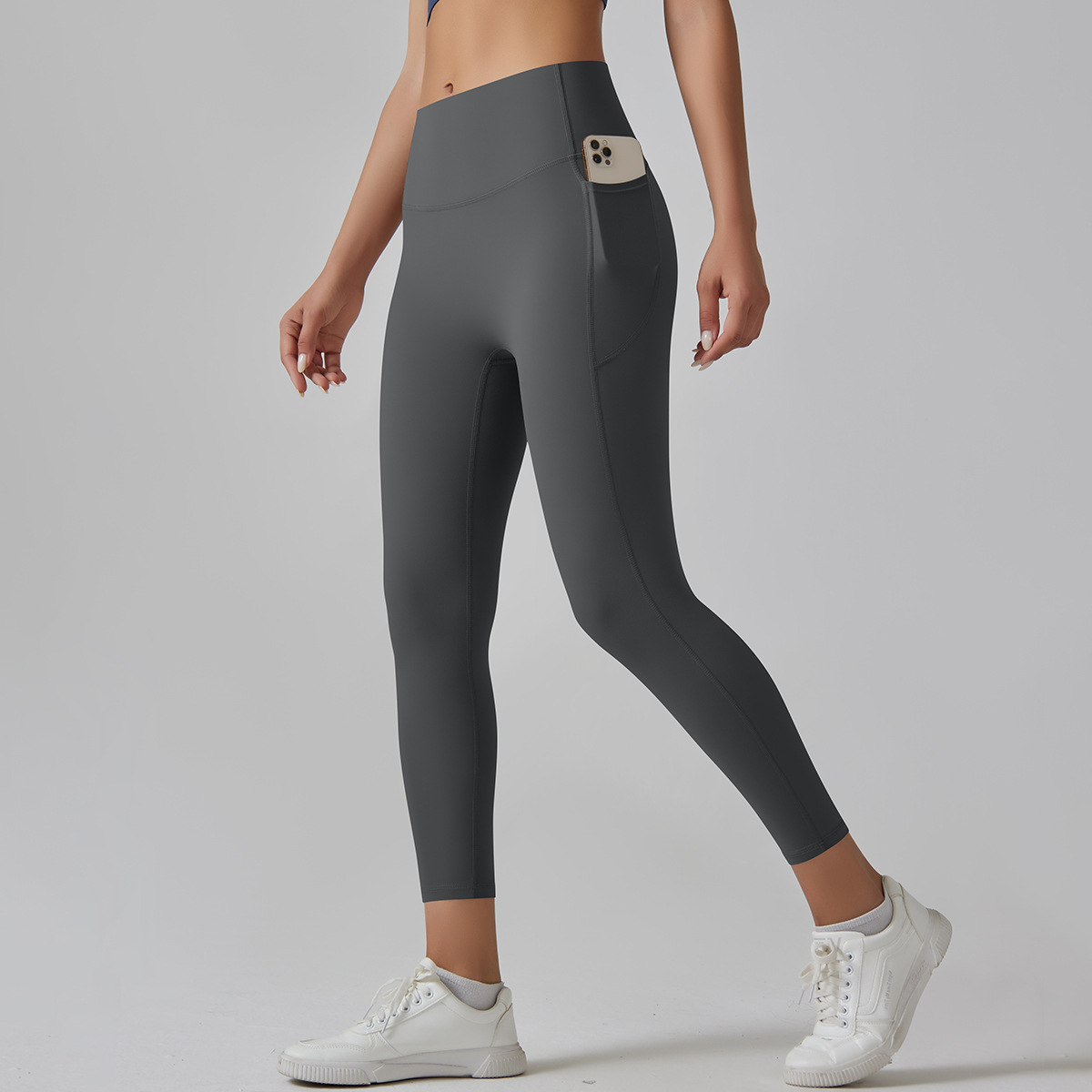Medium Support Gym Leggings 10 Colors, High Rise Anti Roll Seamless Crotch Side Pocket Slim Fit Athletic Training Pants, YFYS6647
