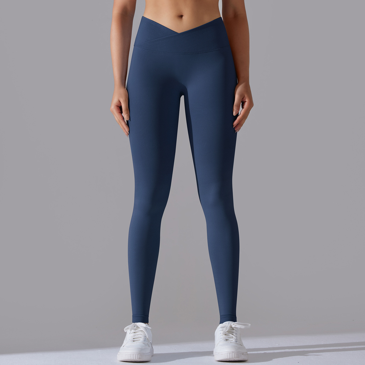 Naked Soft High Elastic Seamless Knit Fitness Leggings 15 Colors, Cross V Waist 360° Tummy Control Integrated Slim Training Sports Pants, YFYS6627