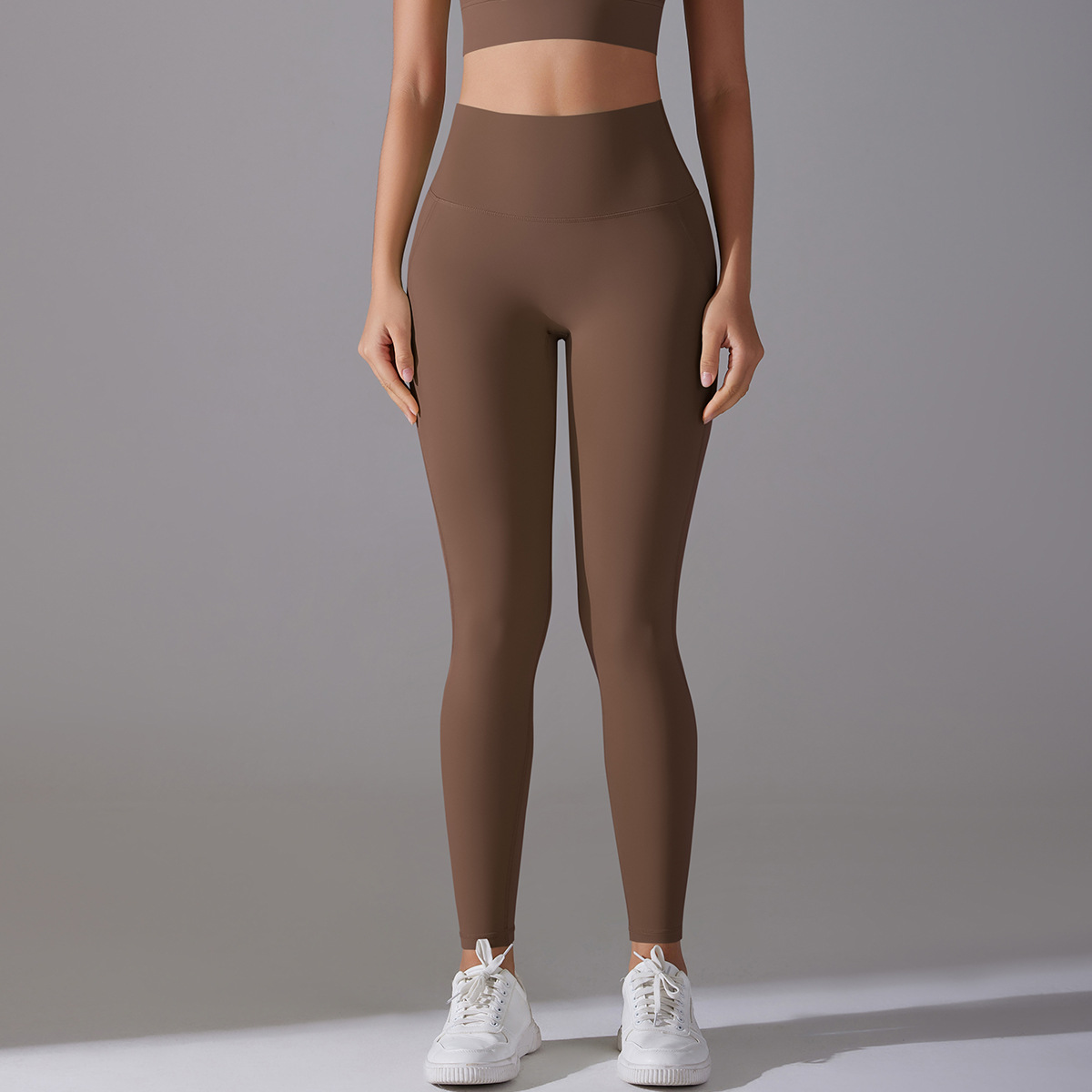 Women High Waist Seamless Crotch 7A Antibacterial Liner Nude Soft 9/10 Yoga Leggings 14 Colors, 80% Nylon 20% Spandex Tummy Control Slim Running Fitness Pants, YFYS7053