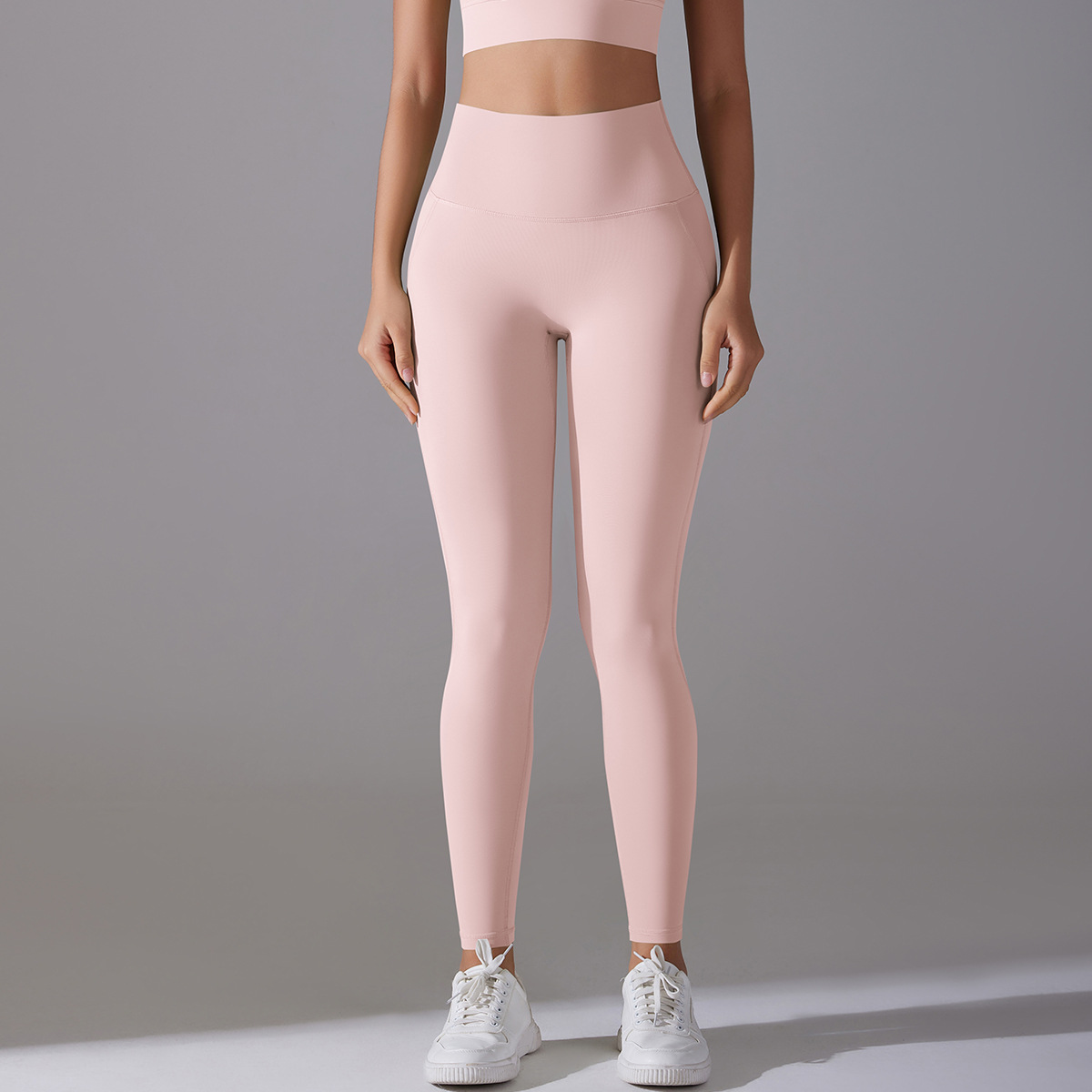 Women High Waist Seamless Crotch 7A Antibacterial Liner Nude Soft 9/10 Yoga Leggings 14 Colors, 80% Nylon 20% Spandex Tummy Control Slim Running Fitness Pants, YFYS7053