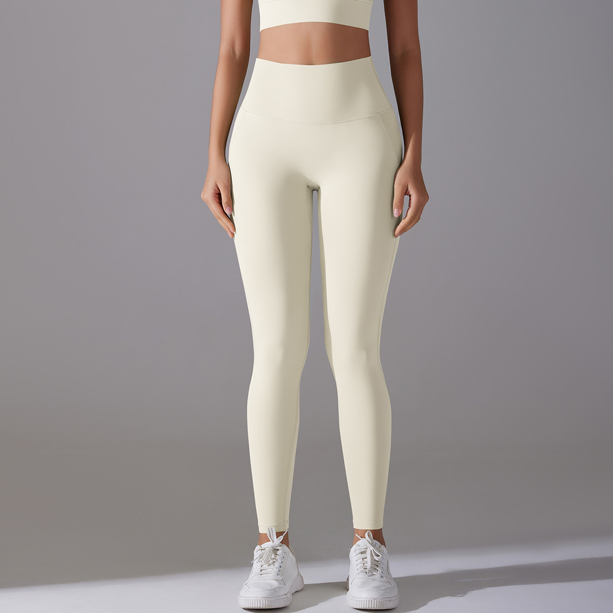 Women High Waist Seamless Crotch 7A Antibacterial Liner Nude Soft 9/10 Yoga Leggings 14 Colors, 80% Nylon 20% Spandex Tummy Control Slim Running Fitness Pants, YFYS7053