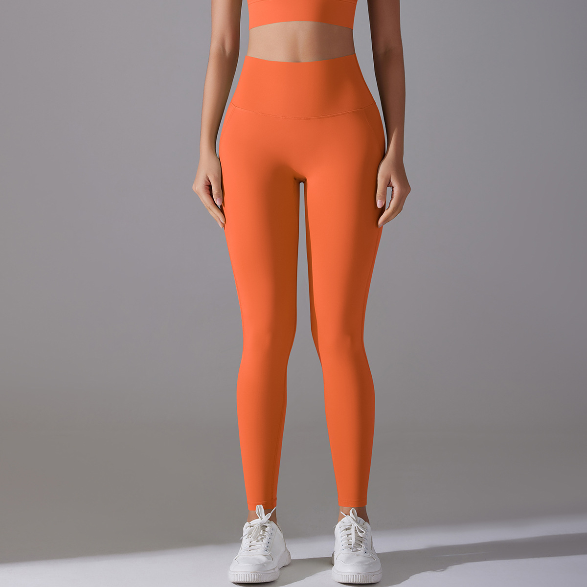 Women High Waist Seamless Crotch 7A Antibacterial Liner Nude Soft 9/10 Yoga Leggings 14 Colors, 80% Nylon 20% Spandex Tummy Control Slim Running Fitness Pants, YFYS7053