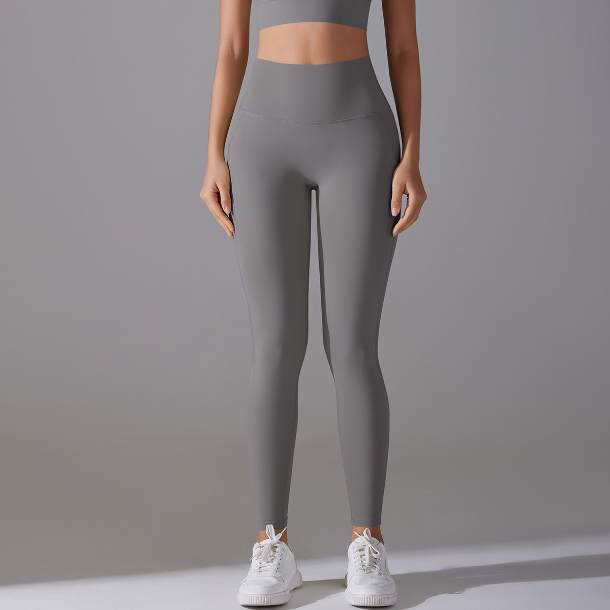 Women High Waist Seamless Crotch 7A Antibacterial Liner Nude Soft 9/10 Yoga Leggings 14 Colors, 80% Nylon 20% Spandex Tummy Control Slim Running Fitness Pants, YFYS7053