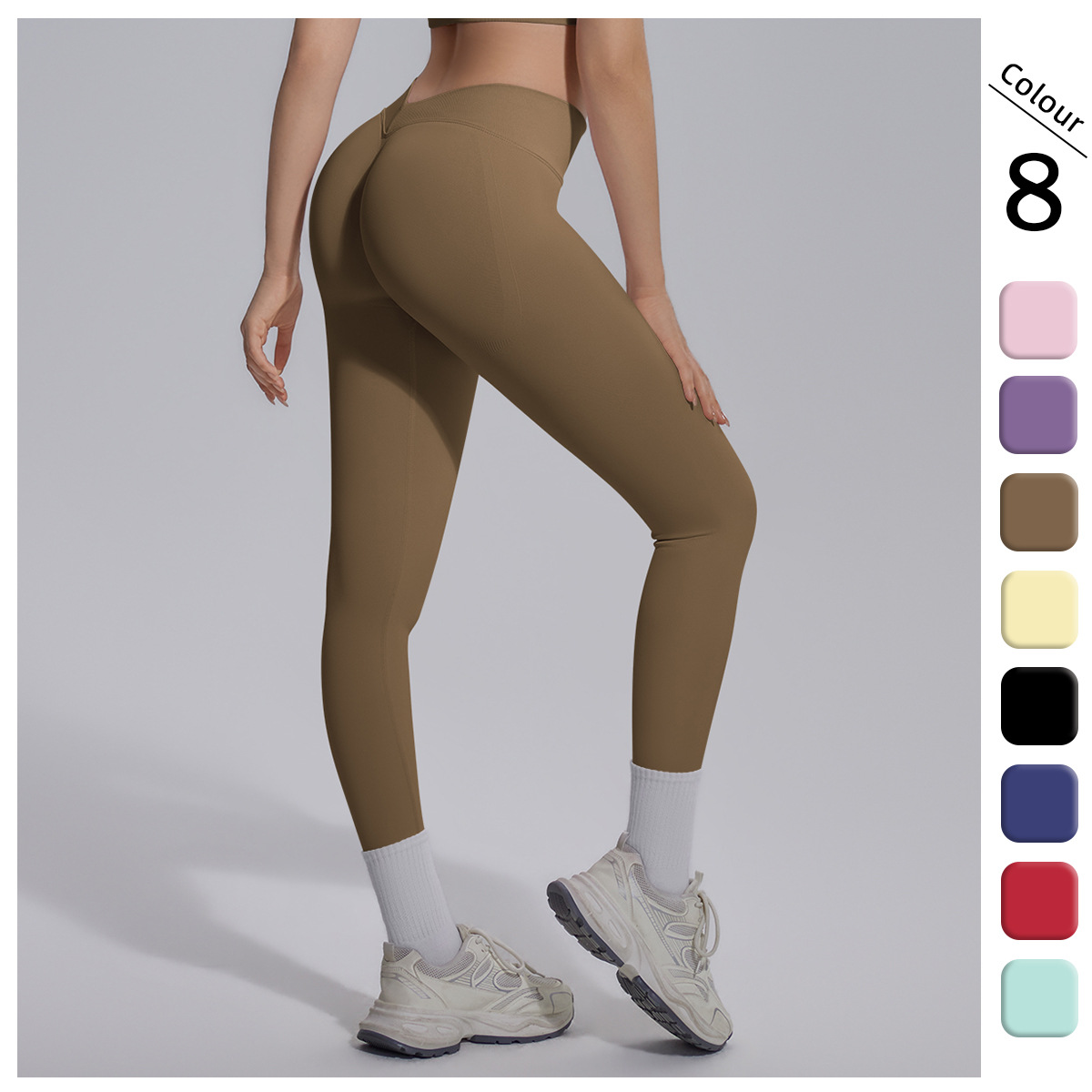 Women V Waist Seamless Knit Solid Peach 