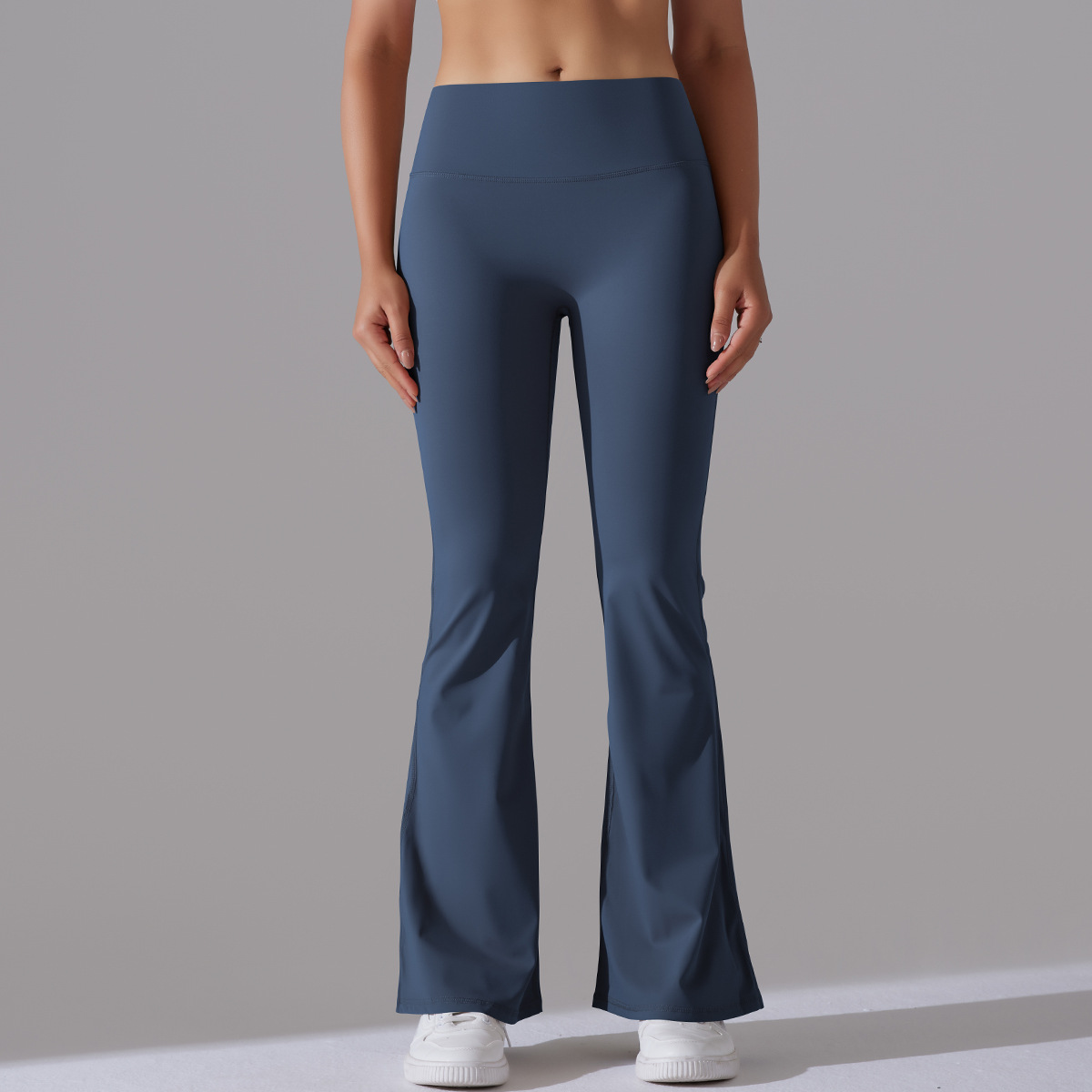 Women High Waist Double Sided Brushed Wide Flare Full Length Yoga Pants 5 Colors, 75% Nylon 25% Spandex Tummy Control Slim Running Fitness Bell Bottom Pants, YFYS6640