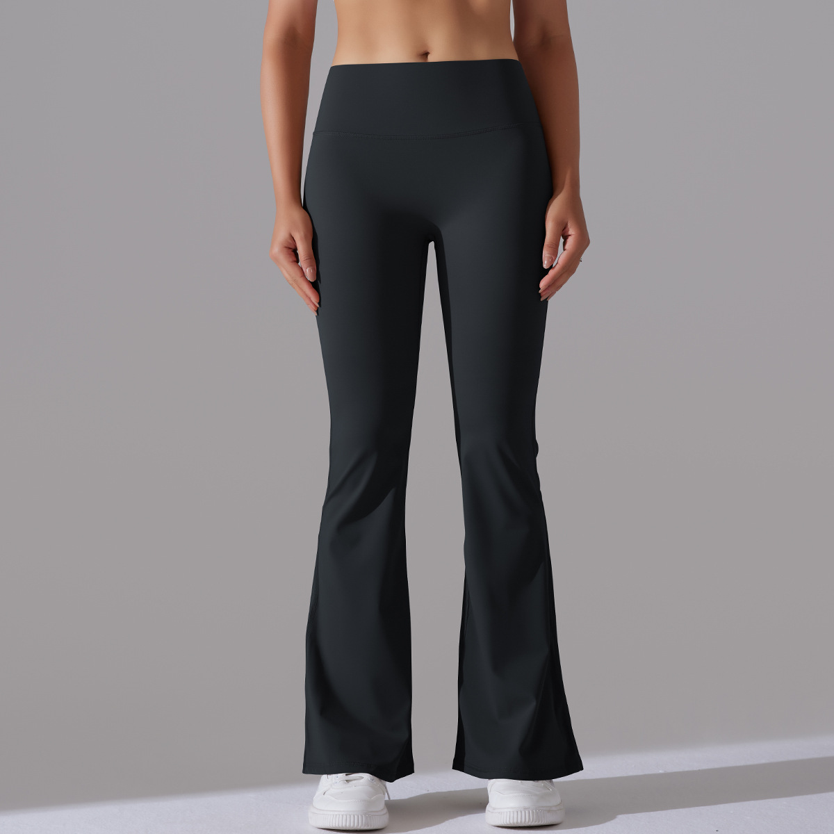 Women High Waist Double Sided Brushed Wide Flare Full Length Yoga Pants 5 Colors, 75% Nylon 25% Spandex Tummy Control Slim Running Fitness Bell Bottom Pants, YFYS6640