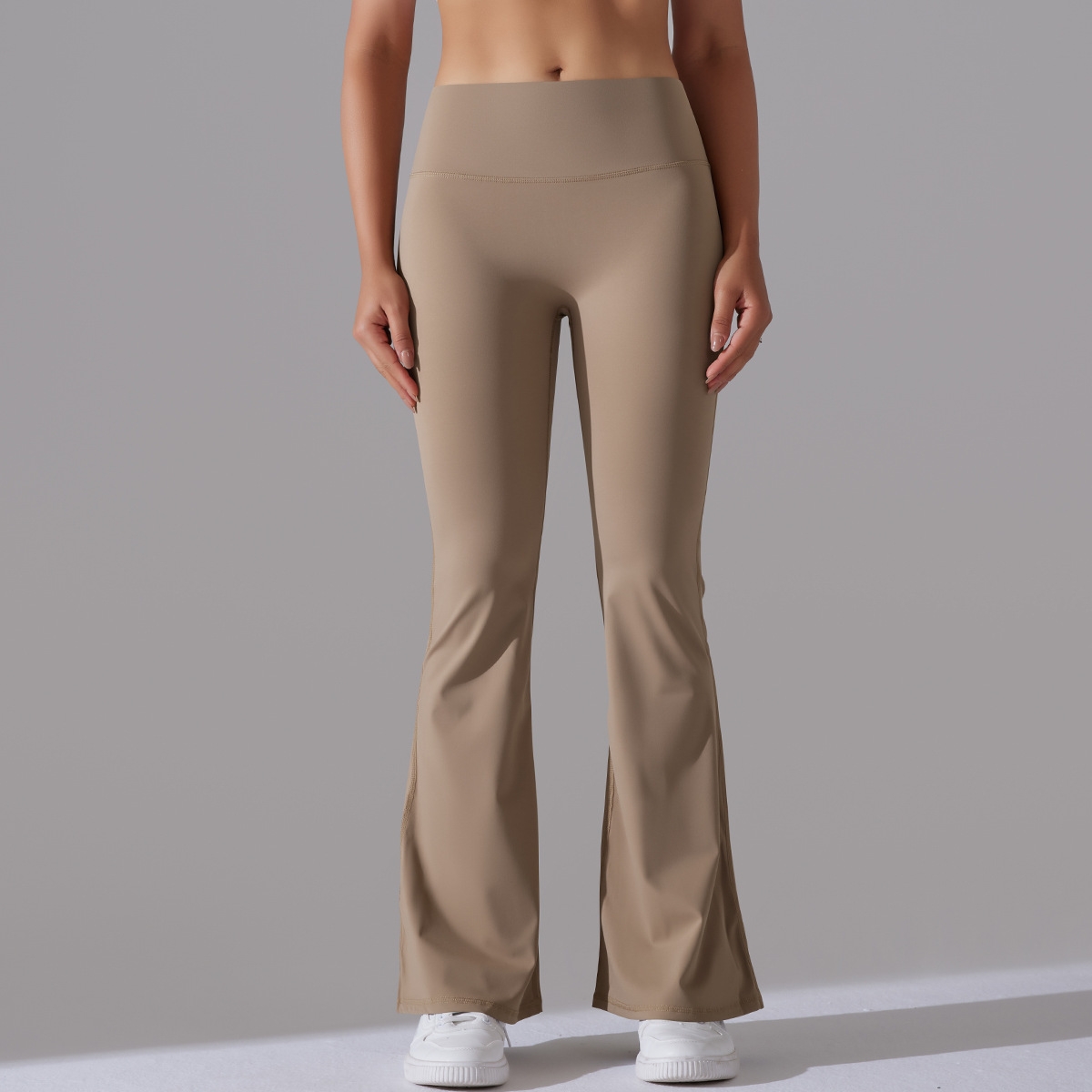 Women High Waist Double Sided Brushed Wide Flare Full Length Yoga Pants 5 Colors, 75% Nylon 25% Spandex Tummy Control Slim Running Fitness Bell Bottom Pants, YFYS6640