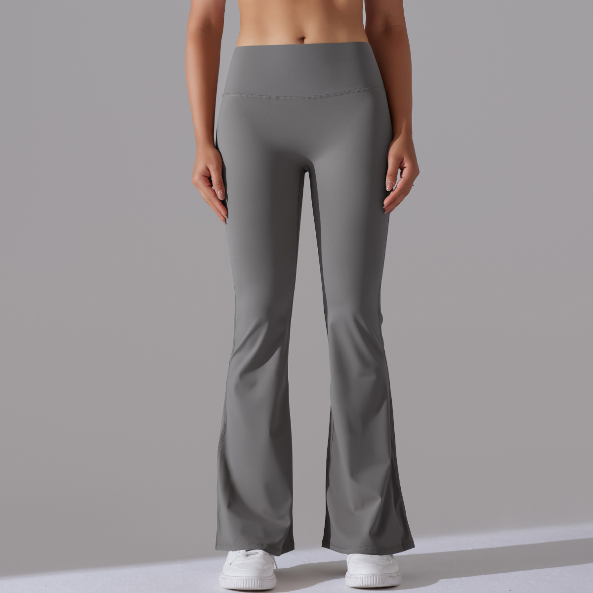 Women High Waist Double Sided Brushed Wide Flare Full Length Yoga Pants 5 Colors, 75% Nylon 25% Spandex Tummy Control Slim Running Fitness Bell Bottom Pants, YFYS6640