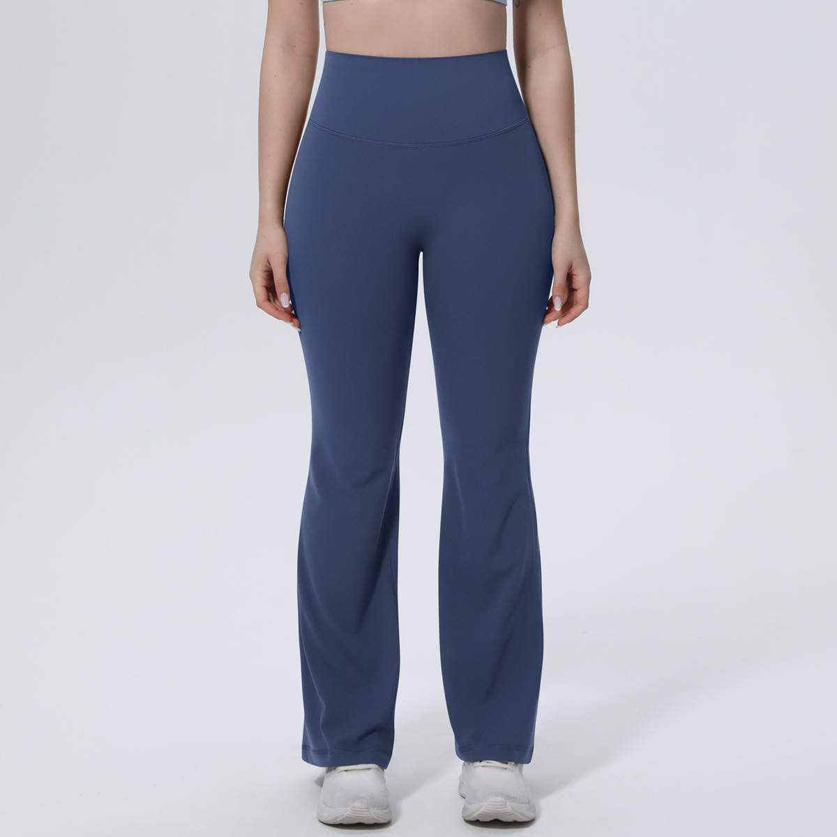 Women High Waist Single Side Brushed Full Length Micro Flare Yoga Pants 10 Colors, 80% Nylon 20% Spandex Tummy Control Slim Running Fitness Bell Bottom Pants, YFYS7148