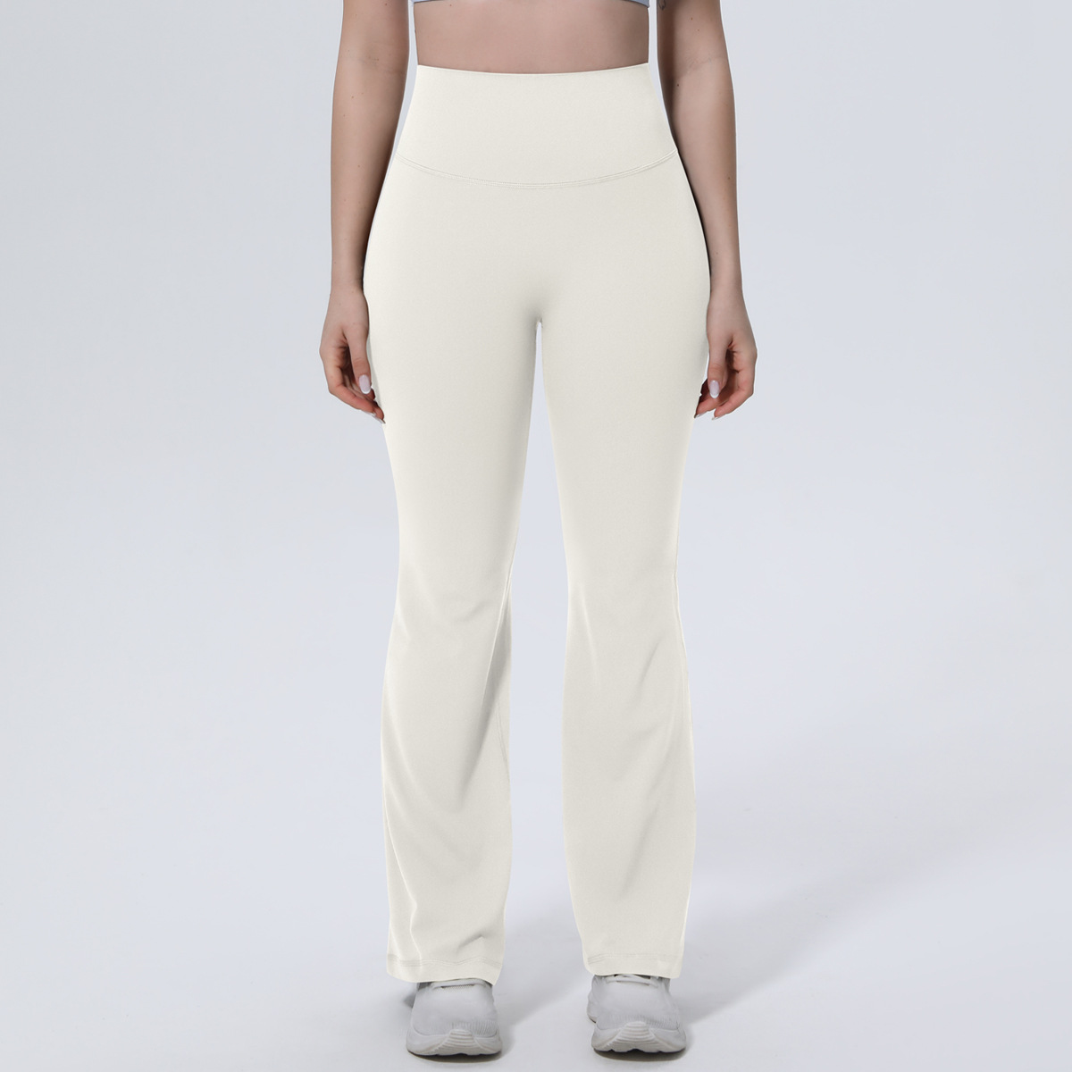 Women High Waist Single Side Brushed Full Length Micro Flare Yoga Pants 10 Colors, 80% Nylon 20% Spandex Tummy Control Slim Running Fitness Bell Bottom Pants, YFYS7148