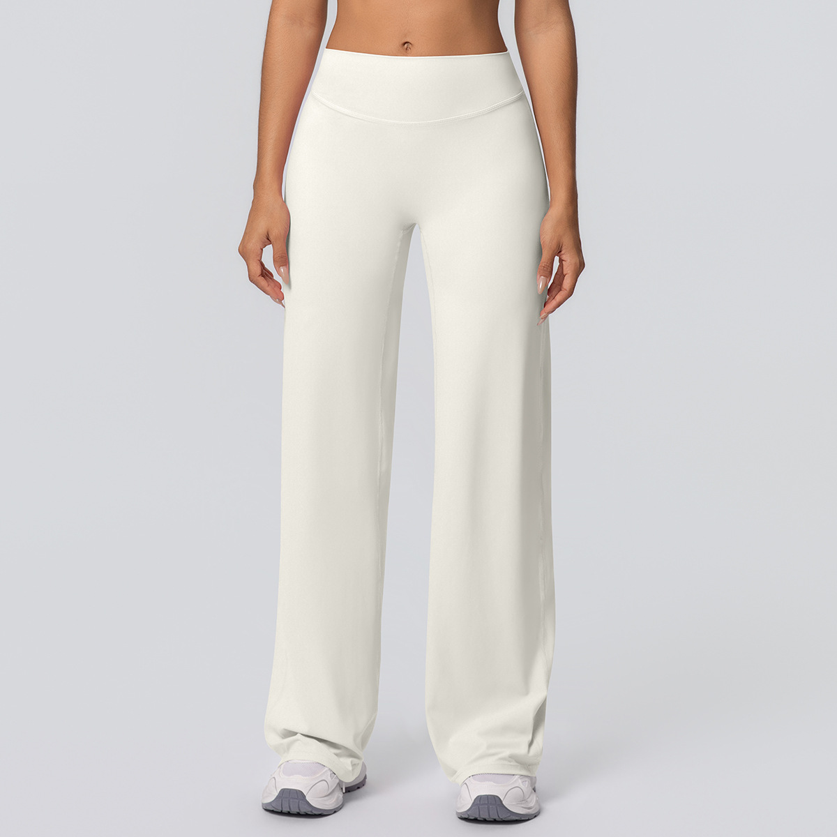 Women High Waist Double Sided Brushed Loose Wide Leg Full Length Yoga Pants 12 Colors, 80% Nylon 20% Spandex Breathable Slim Running Fitness Bell Bottom Pants, YFYS7126