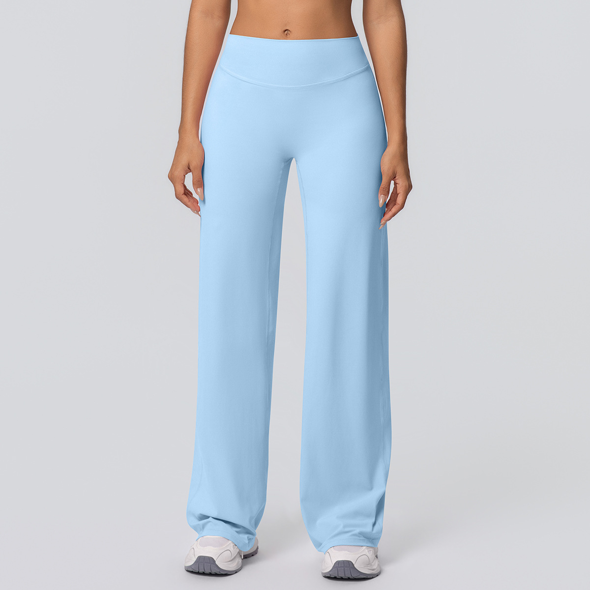 Women High Waist Double Sided Brushed Loose Wide Leg Full Length Yoga Pants 12 Colors, 80% Nylon 20% Spandex Breathable Slim Running Fitness Bell Bottom Pants, YFYS7126
