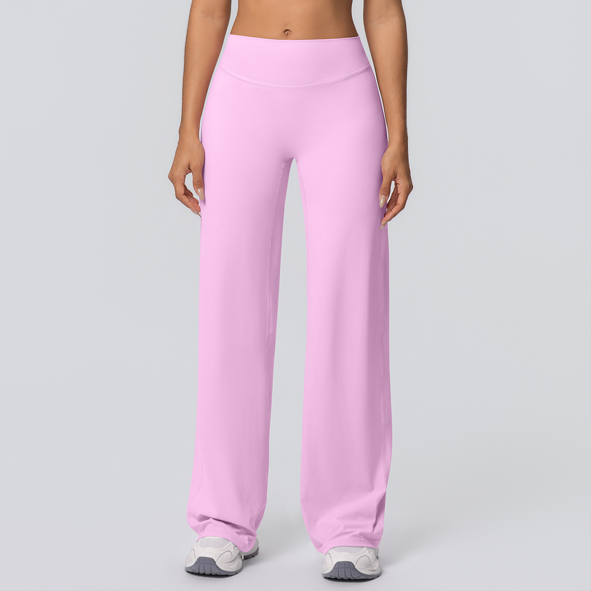 Women High Waist Double Sided Brushed Loose Wide Leg Full Length Yoga Pants 12 Colors, 80% Nylon 20% Spandex Breathable Slim Running Fitness Bell Bottom Pants, YFYS7126