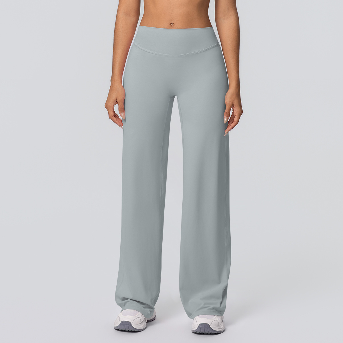 Women High Waist Double Sided Brushed Loose Wide Leg Full Length Yoga Pants 12 Colors, 80% Nylon 20% Spandex Breathable Slim Running Fitness Bell Bottom Pants, YFYS7126