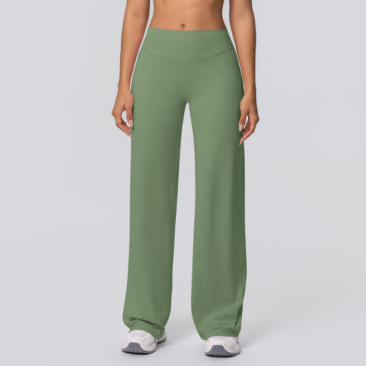 Women High Waist Double Sided Brushed Loose Wide Leg Full Length Yoga Pants 12 Colors, 80% Nylon 20% Spandex Breathable Slim Running Fitness Bell Bottom Pants, YFYS7126
